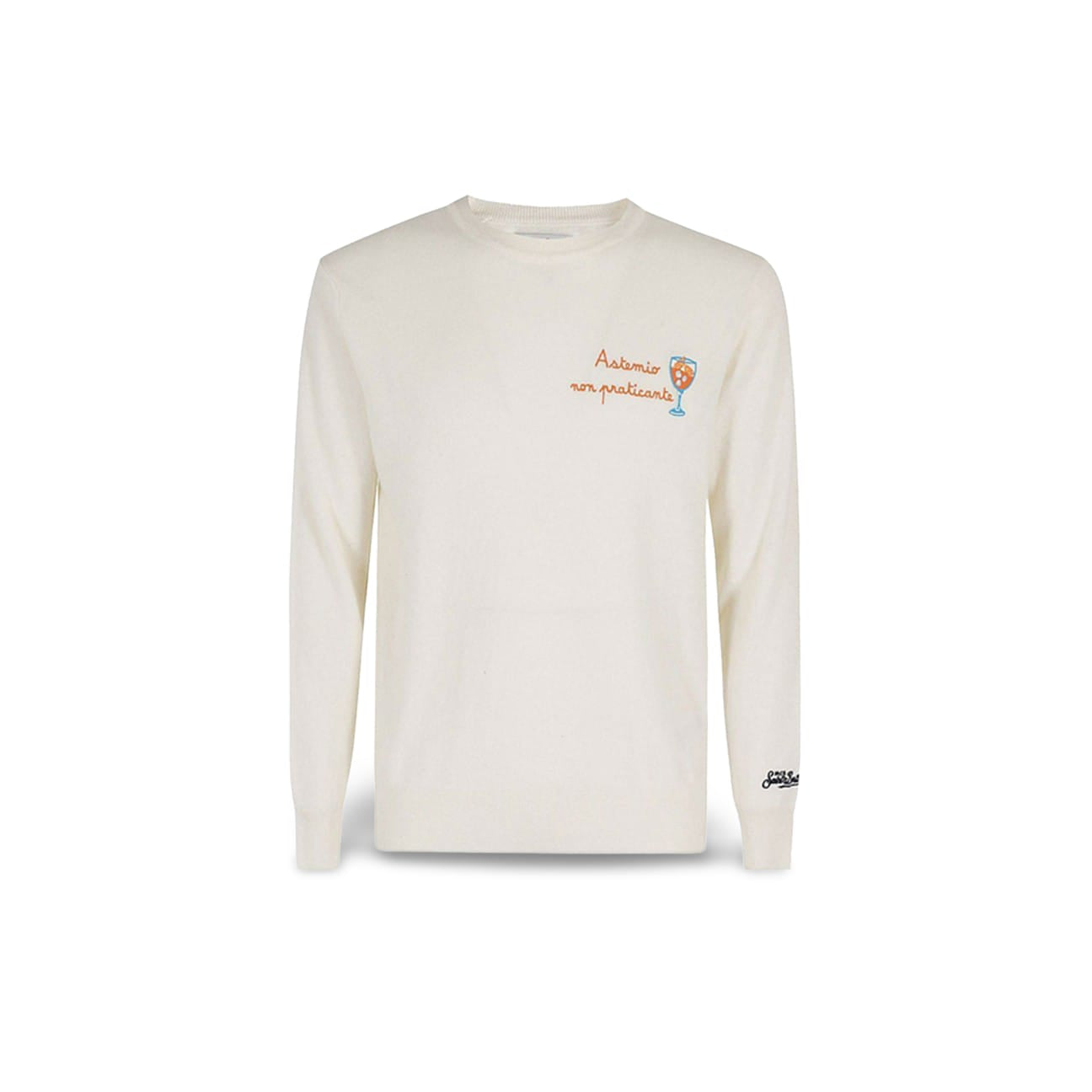 MC2 SAINT BARTH Maglione da uomo Heron con ricamo Non Astemio Panna