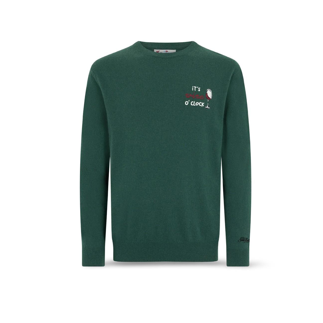 MC2 SAINT BARTH Maglione da uomo Heron con ricamo Wine o'clock Verde