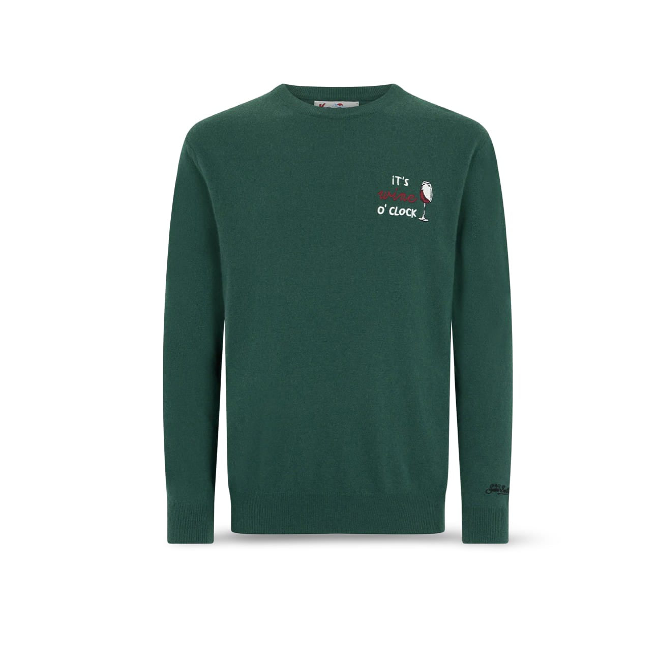 MC2 SAINT BARTH Maglione da uomo Heron con ricamo Wine o'clock Verde