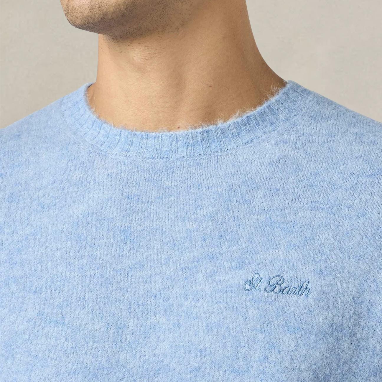 MC2 SAINT BARTH Maglione da uomo Regent girocollo elasticizzato Azzurro