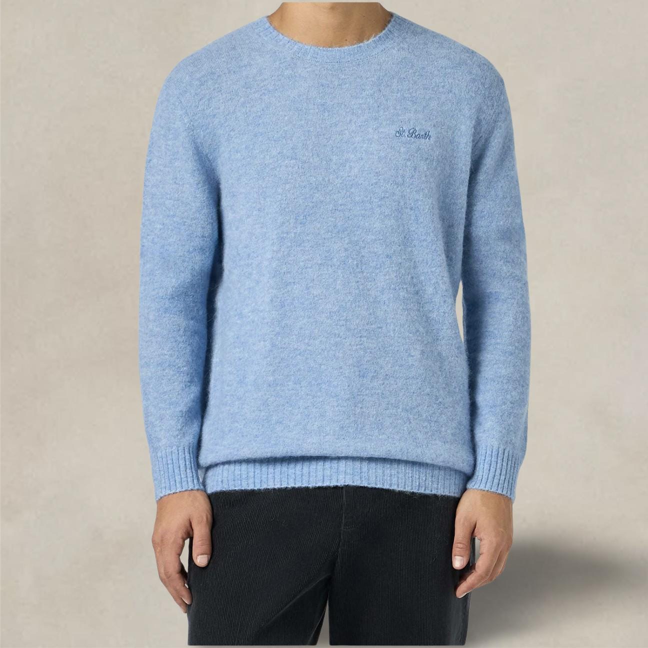 MC2 SAINT BARTH Maglione da uomo Regent girocollo elasticizzato Azzurro