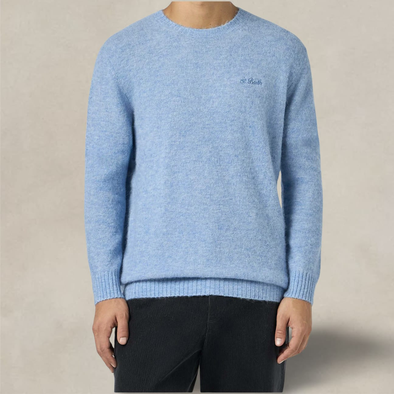 MC2 SAINT BARTH Maglione da uomo Regent girocollo elasticizzato Azzurro