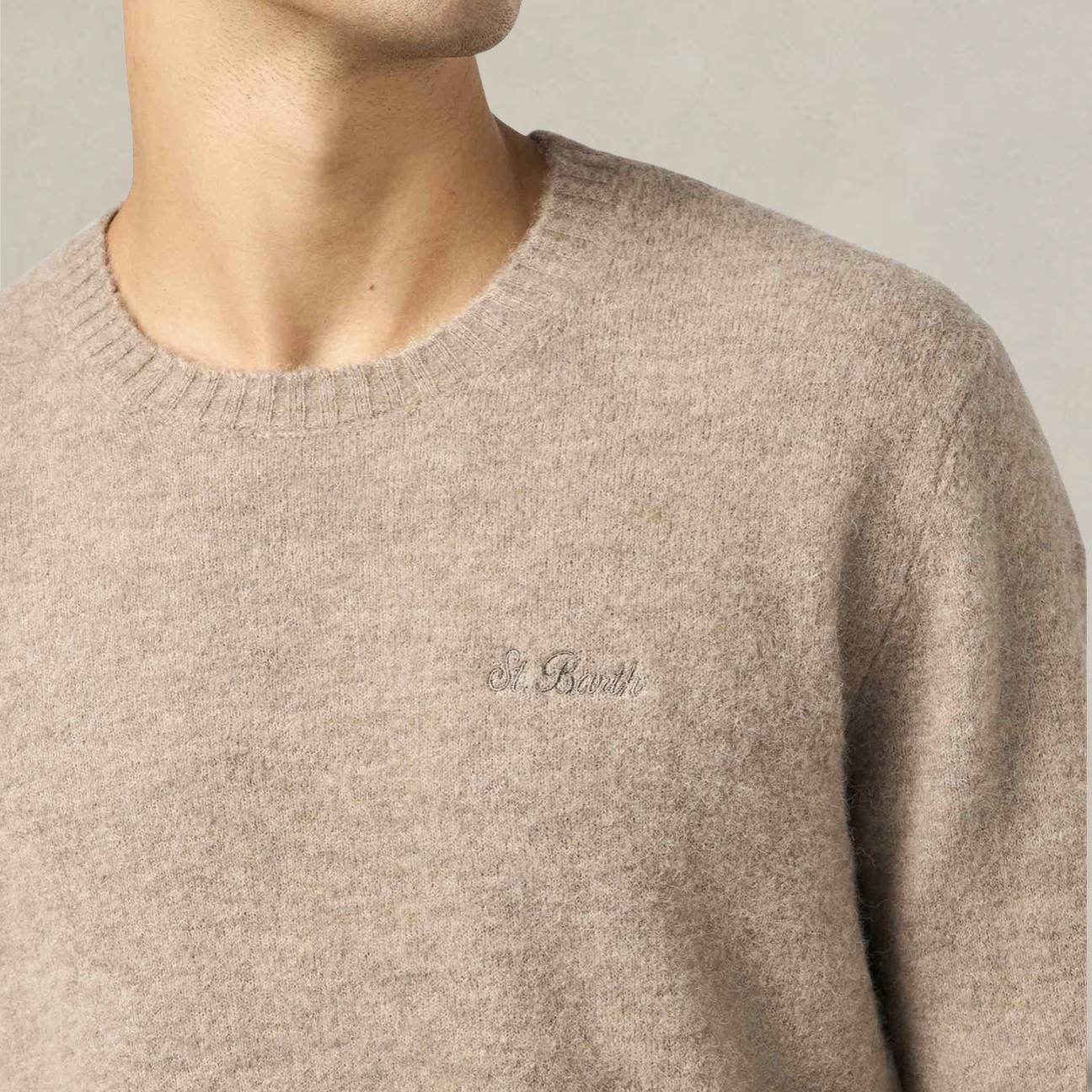 MC2 SAINT BARTH Maglione da uomo Regent girocollo elasticizzato Beige