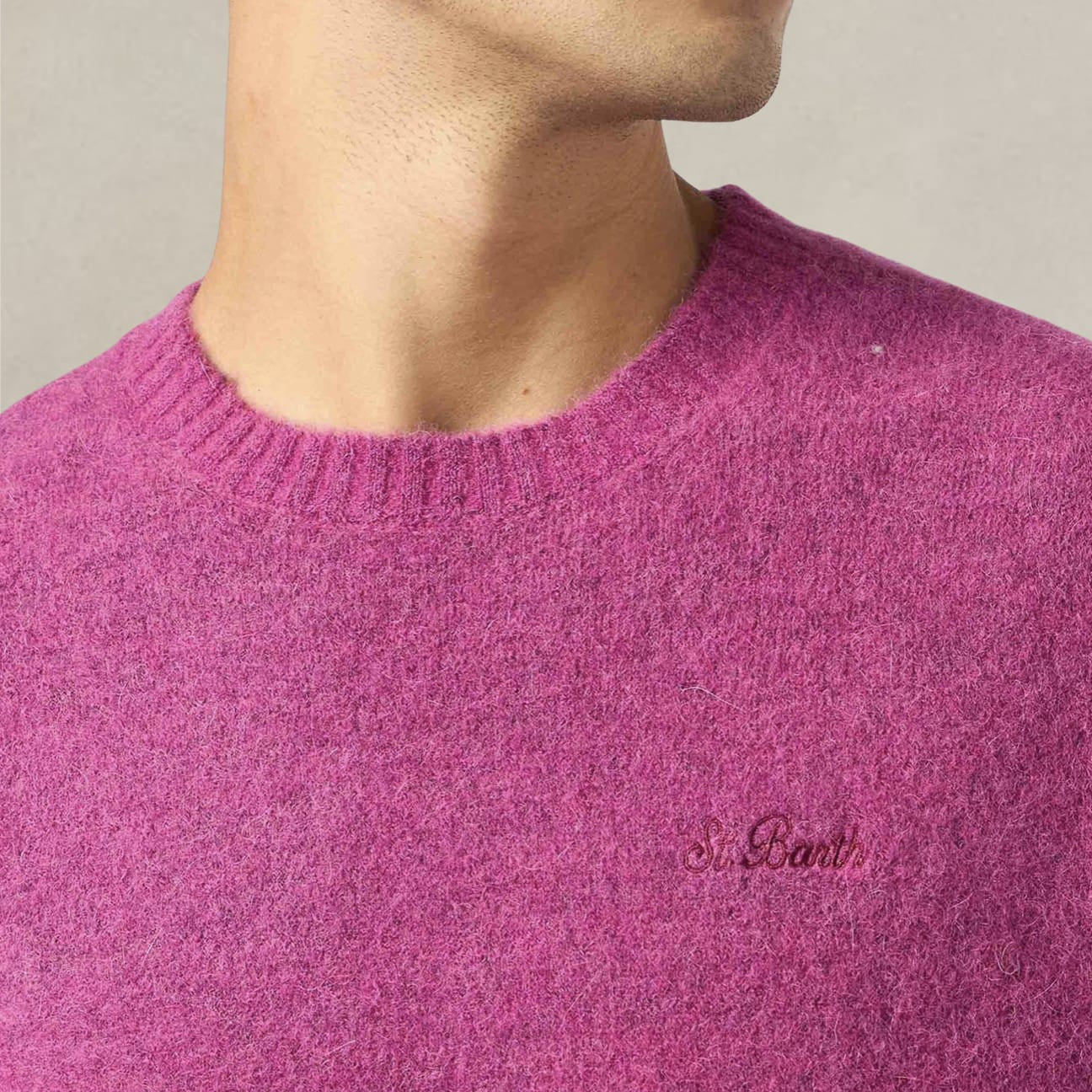 MC2 SAINT BARTH Maglione da uomo Regent girocollo elasticizzato Peony
