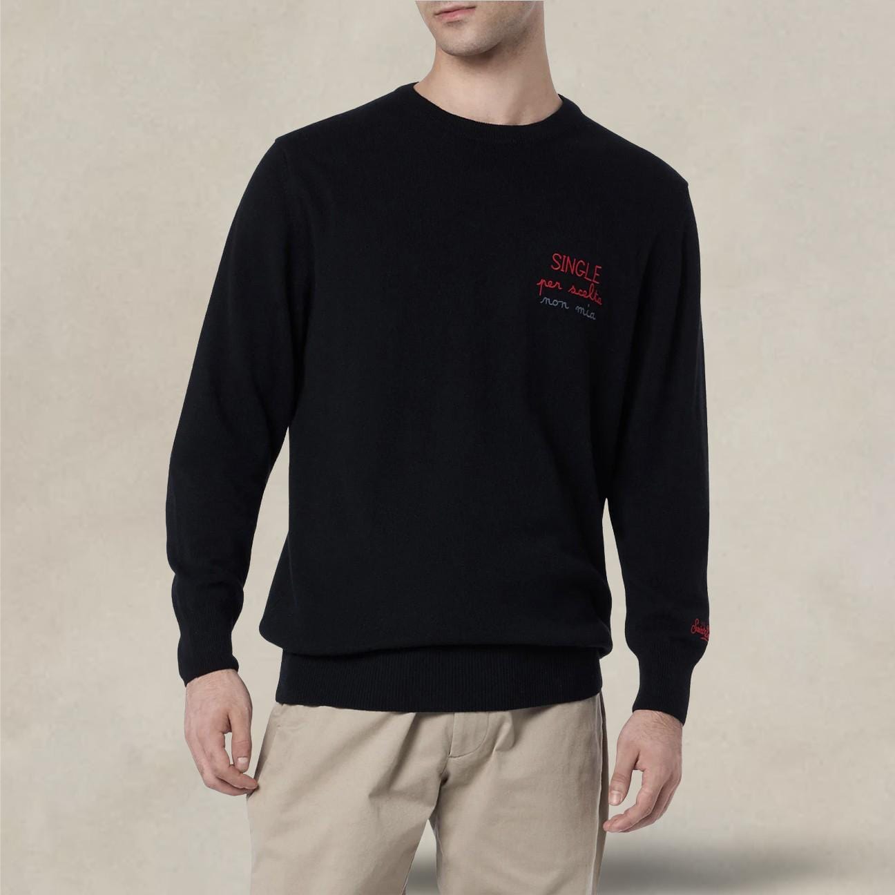 MC2 SAINT BARTH Maglione nero da uomo Heron Single per scelta non mia