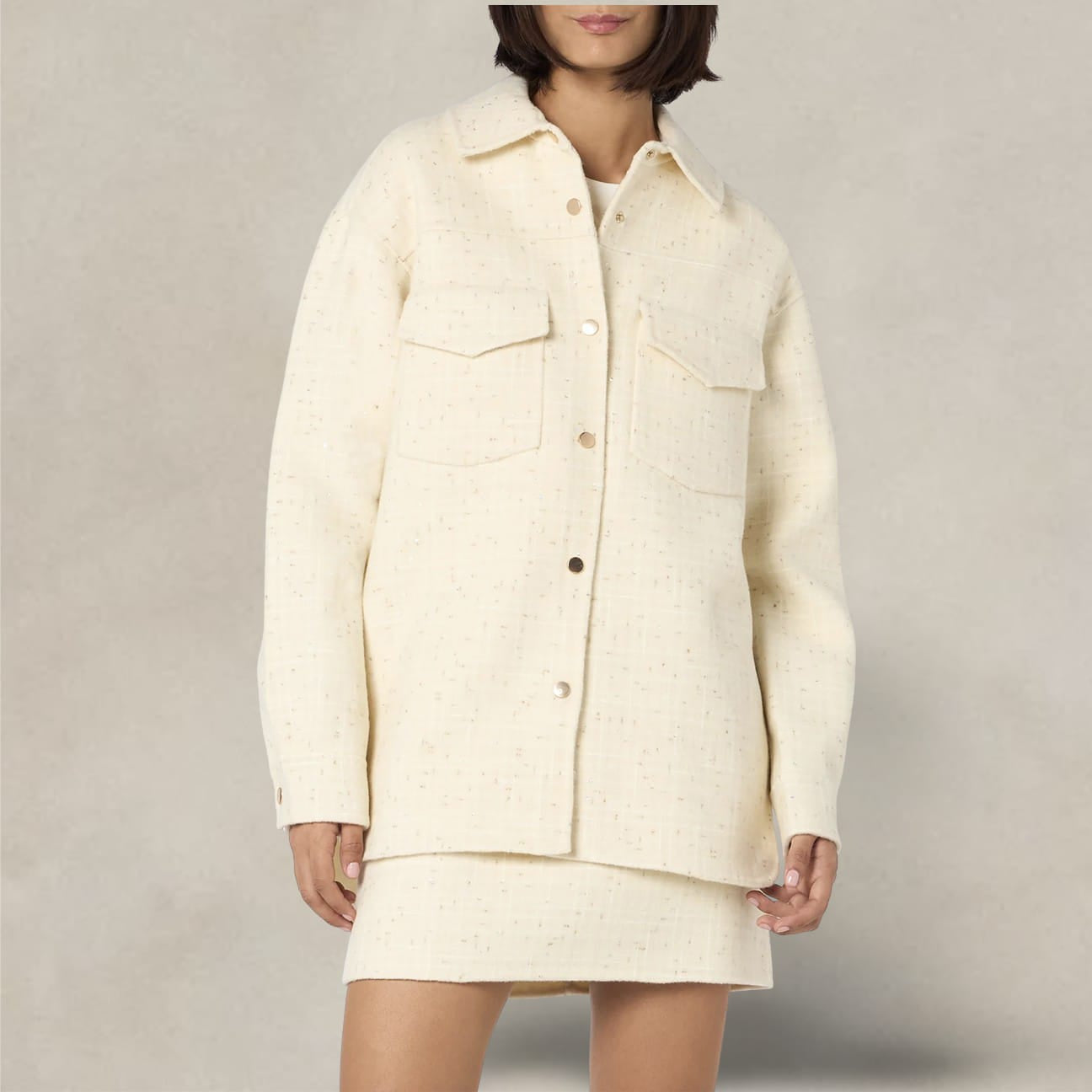 MC2 SAINT BARTH Overshirt donna in lana Panna