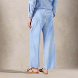 MC2 SAINT BARTH Pantaloni donna Doha in popeline a righe Azzurro Bianco