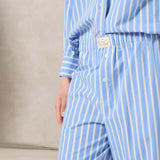 MC2 SAINT BARTH Pantaloni donna Doha in popeline a righe Azzurro Bianco