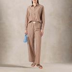MC2 SAINT BARTH Pantaloni donna Doha in popeline a righe Marrone Bianco