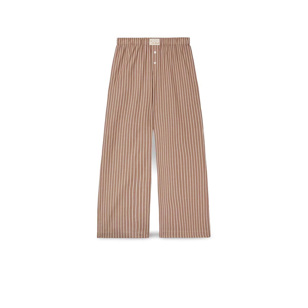 MC2 SAINT BARTH Pantaloni donna Doha in popeline a righe Marrone Bianco