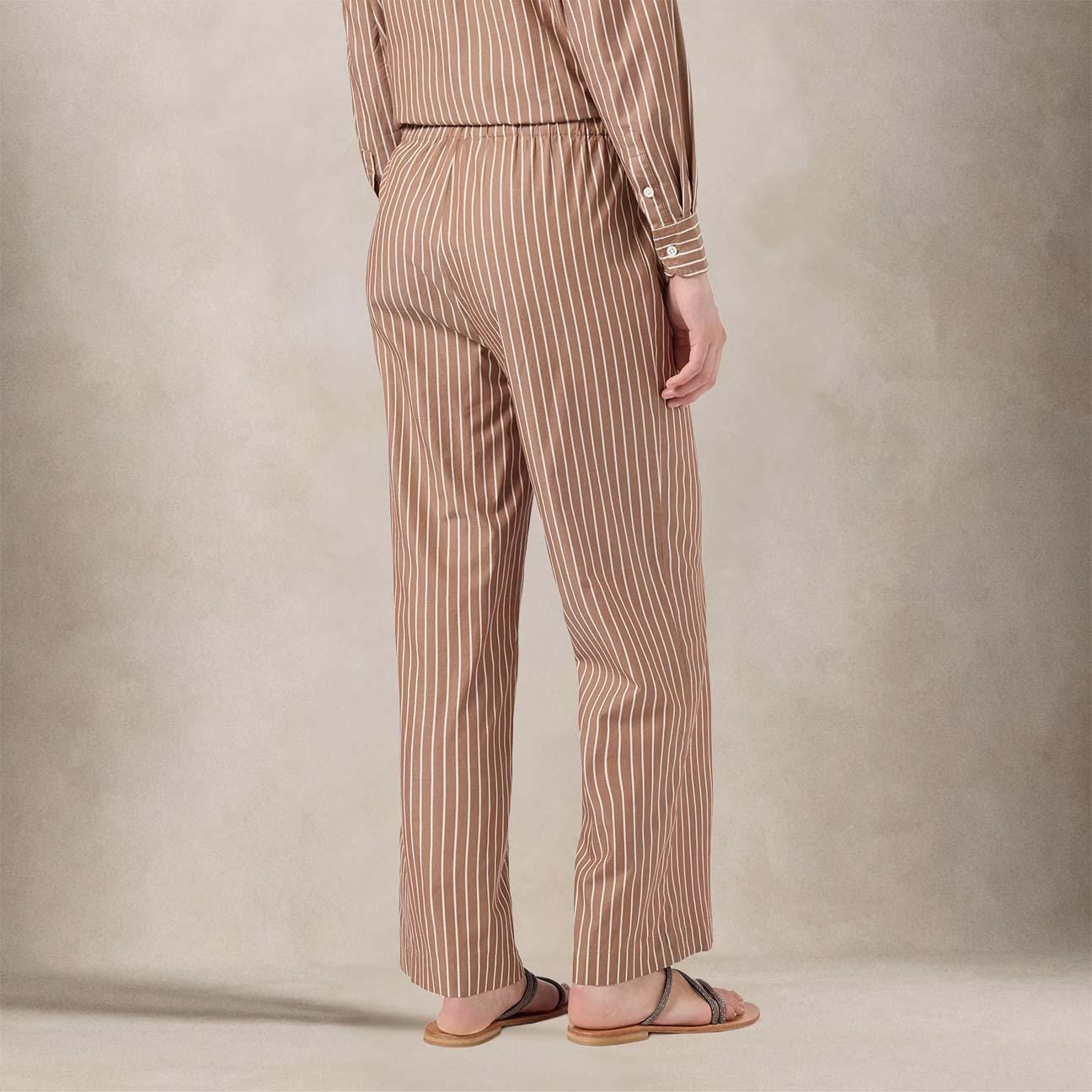 MC2 SAINT BARTH Pantaloni donna Doha in popeline a righe Marrone Bianco