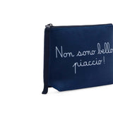 MC2 SAINT BARTH Pochette Aline con stampa Non sono Bello piaccio Blue