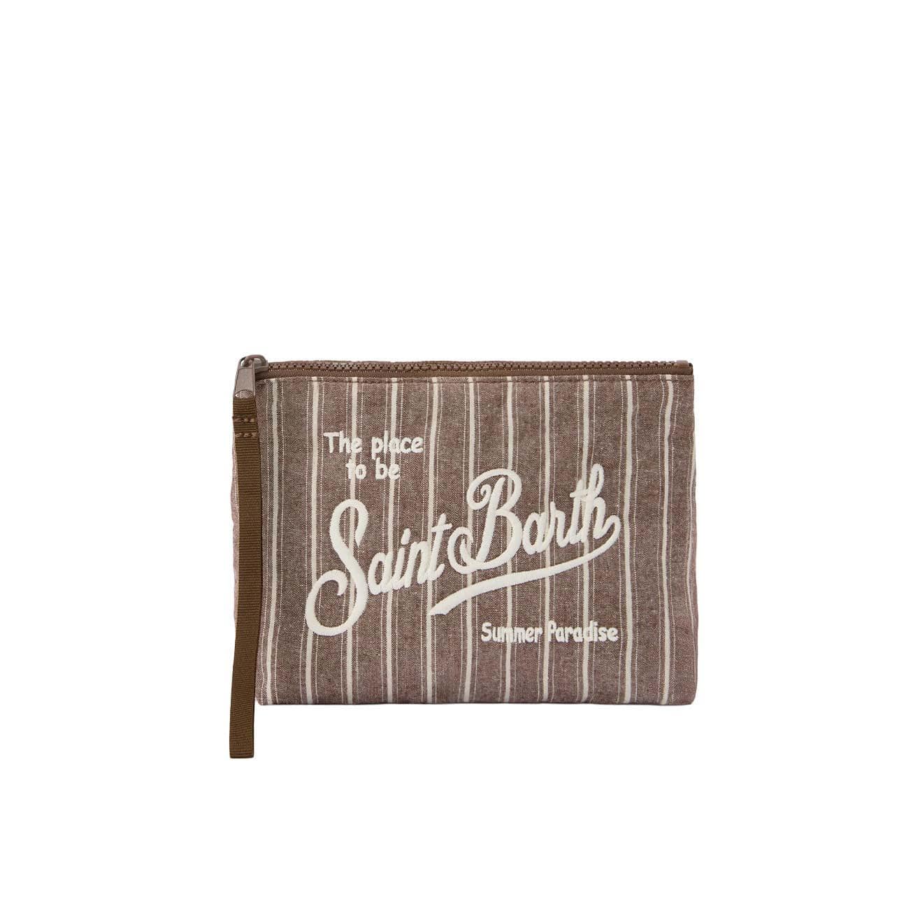 MC2 SAINT BARTH Pochette Aline in cotone a righe Marrone