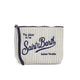 MC2 SAINT BARTH Pochette Aline in lino a righe Azzurro