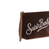 MC2 SAINT BARTH Pochette Aline Velvet Marrone e Strass