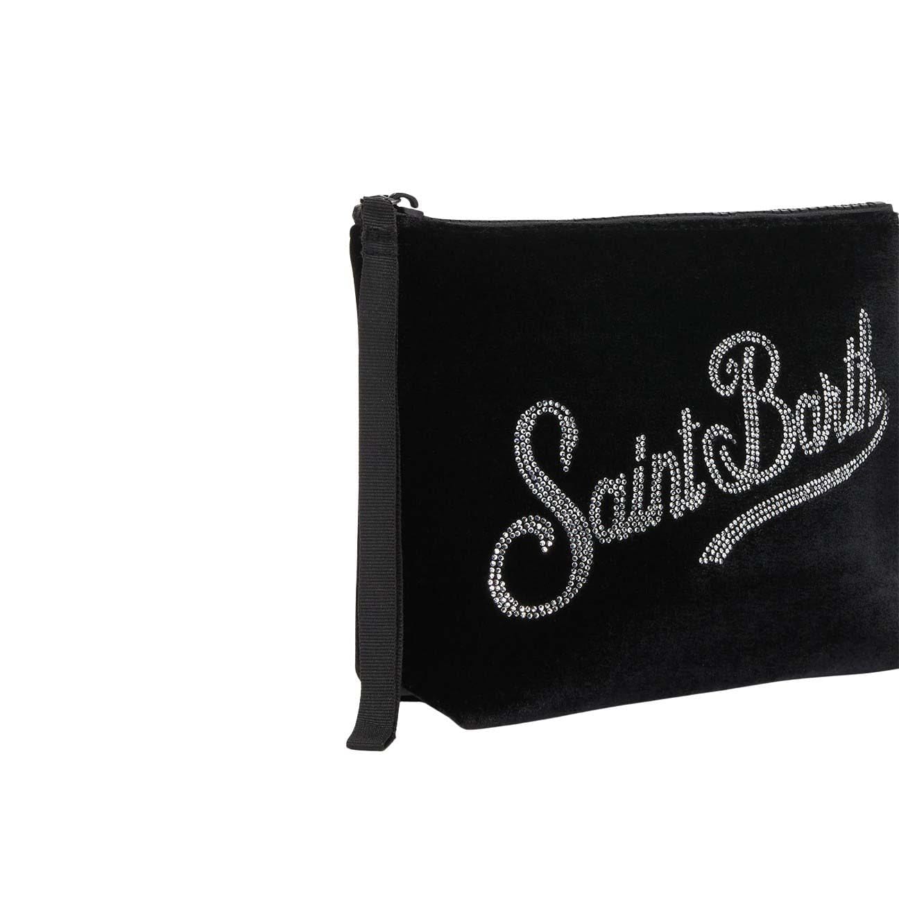 MC2 SAINT BARTH Pochette Aline Velvet Nero e Strass