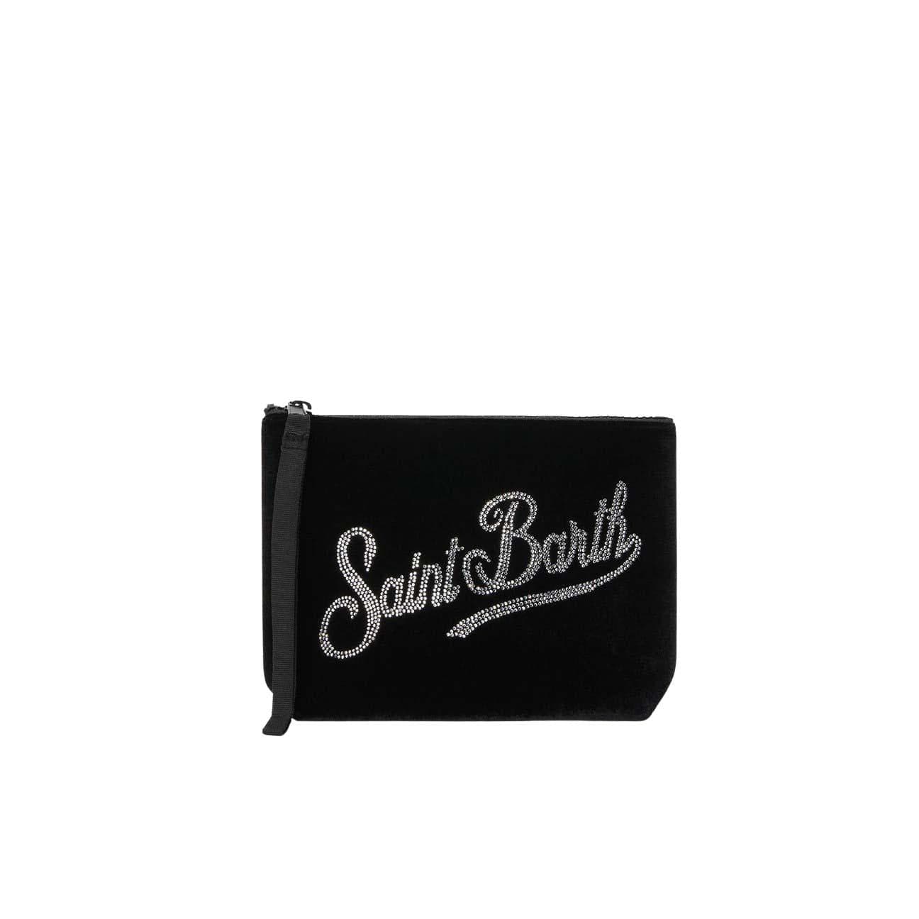 MC2 SAINT BARTH Pochette Aline Velvet Nero e Strass