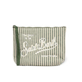 MC2 SAINT BARTH Pochette in lino Aline a righe Verde