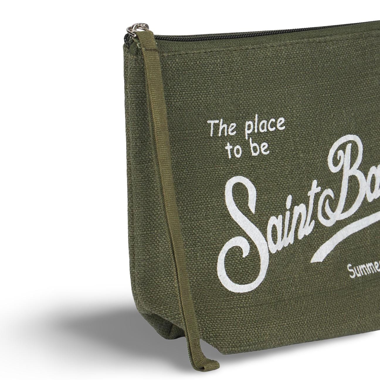 MC2 SAINT BARTH Pochette in lino Aline Verde Militare