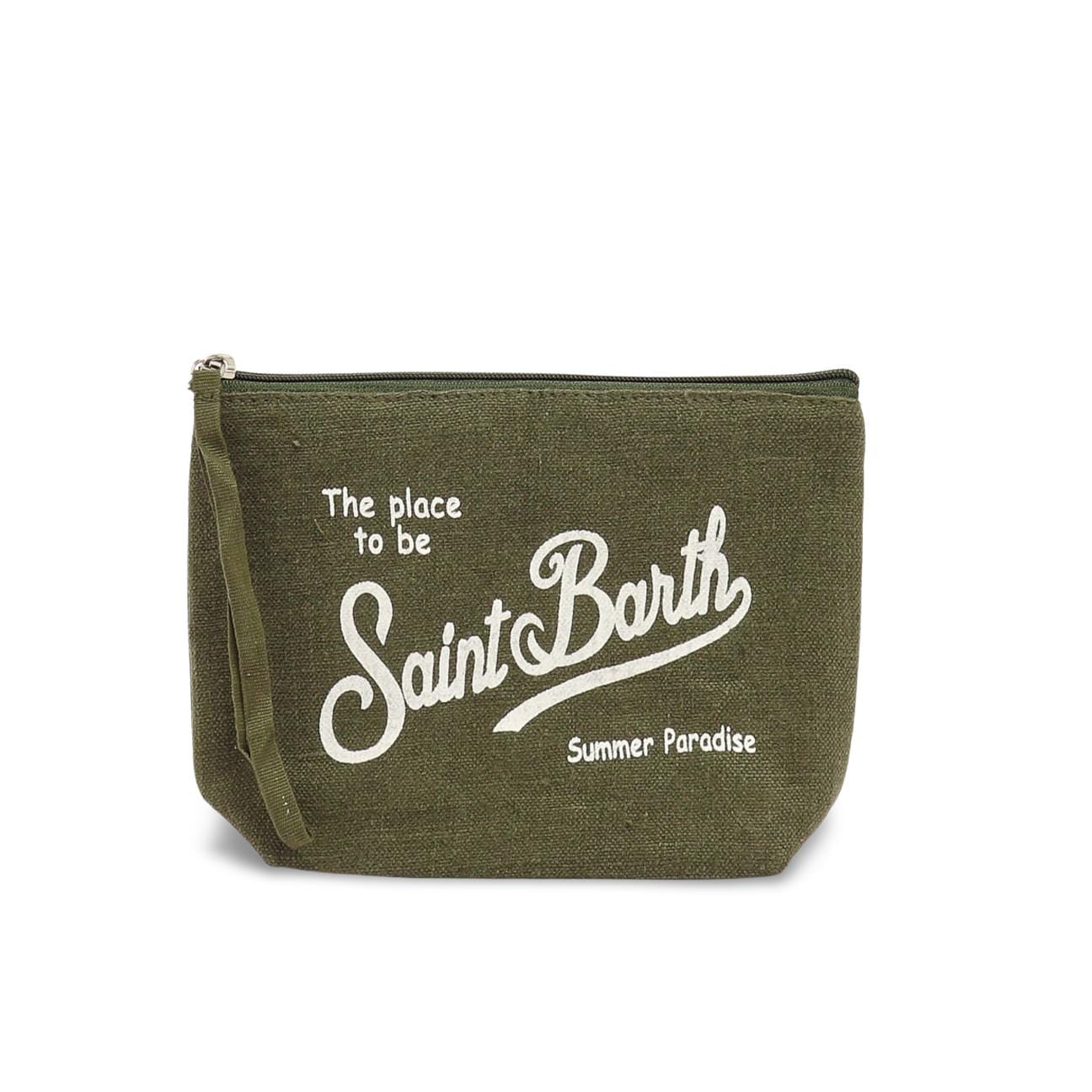 MC2 SAINT BARTH Pochette in lino Aline Verde Militare