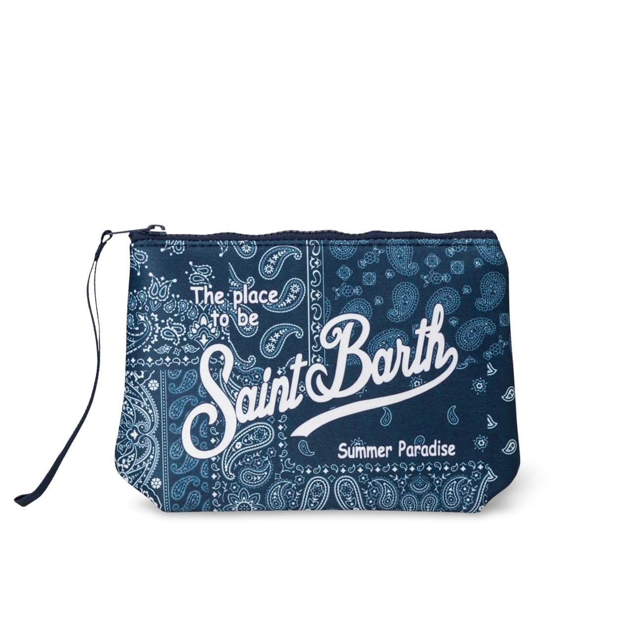 MC2 SAINT BARTH Pochette scuba Aline Bandana Plaid Blue