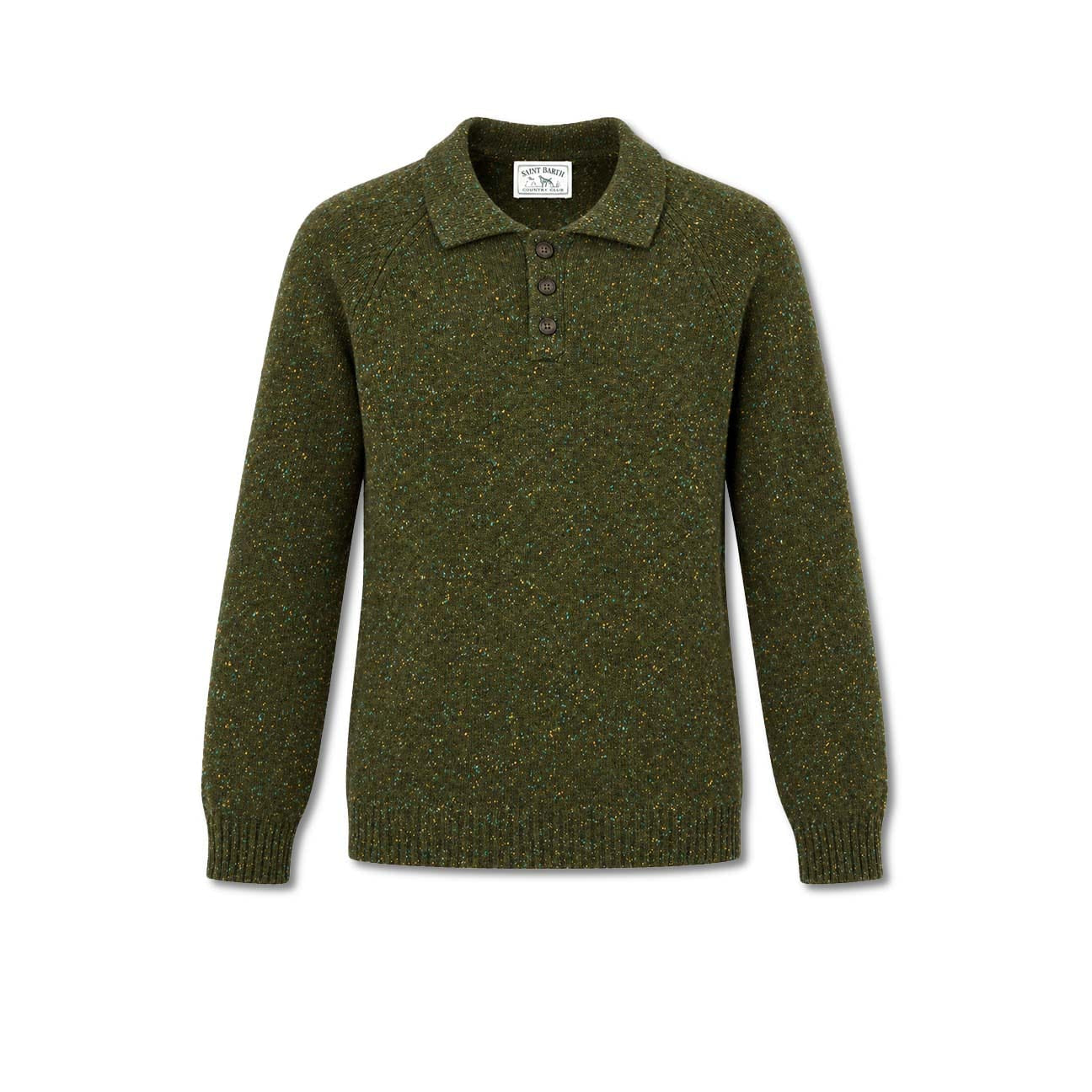 MC2 SAINT BARTH POlo uomo Alfie in lana donegal Verde Militare
