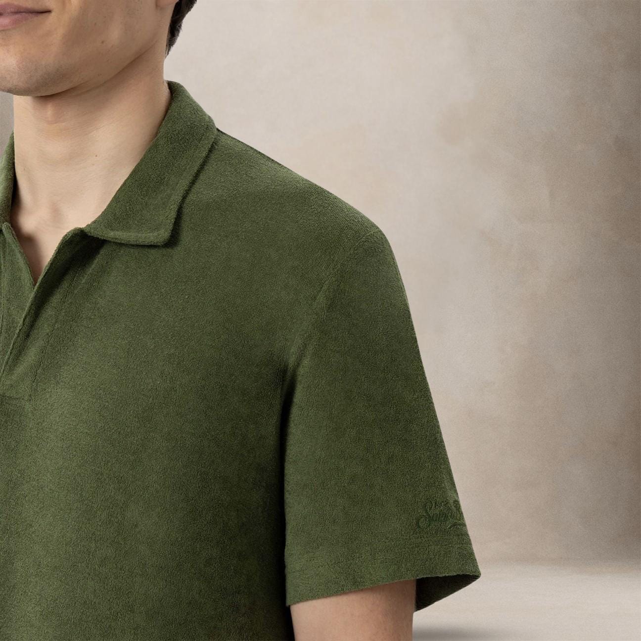 MC2 SAINT BARTH Polo uomo Jeremy in spugna Verde Militare