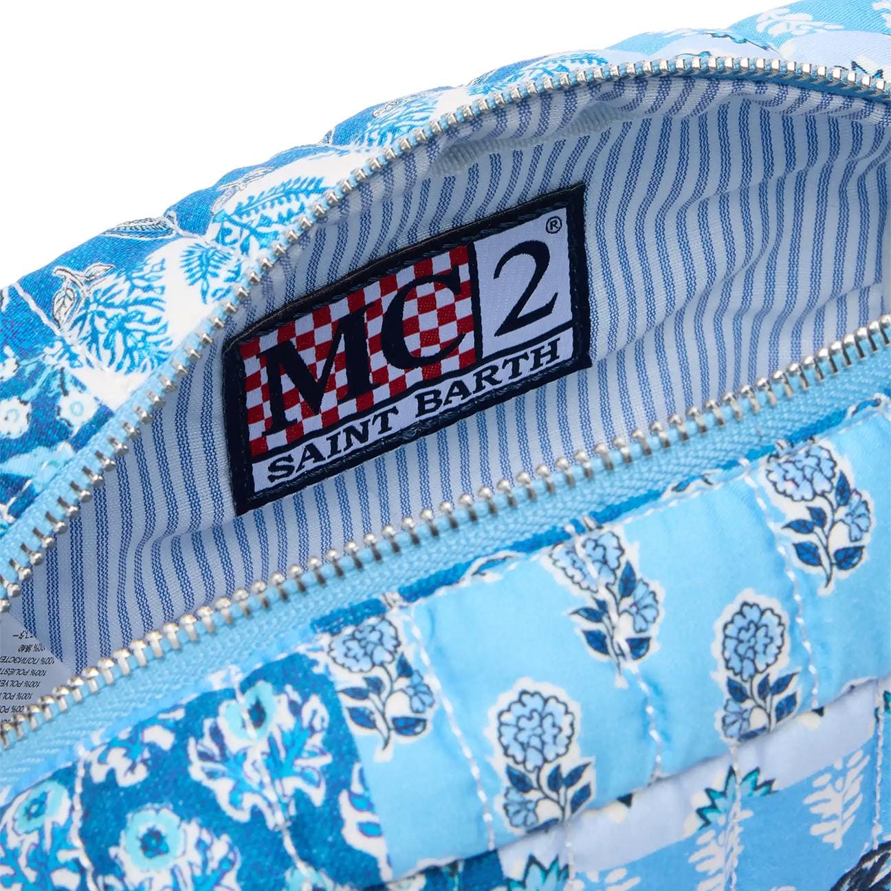 MC2 SAINT BARTH Soft Pouch trapuntata Fiori Blue