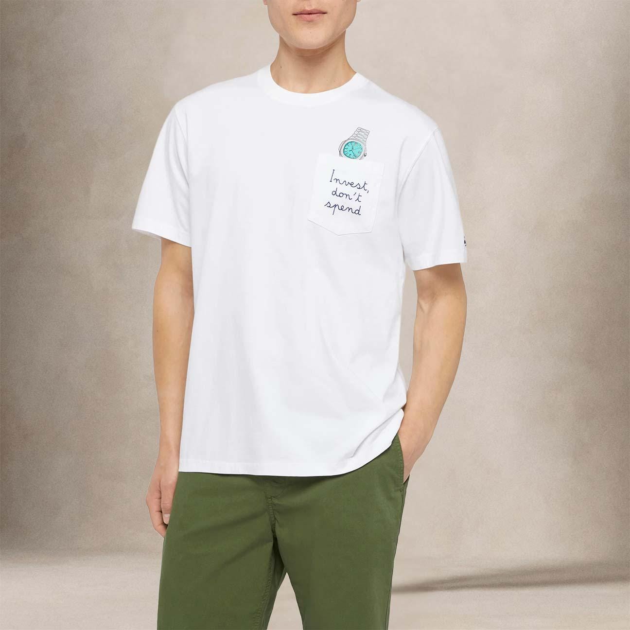MC2 SAINT BARTH T-Shirt uomo Autrin Invest dont Spend Bianco