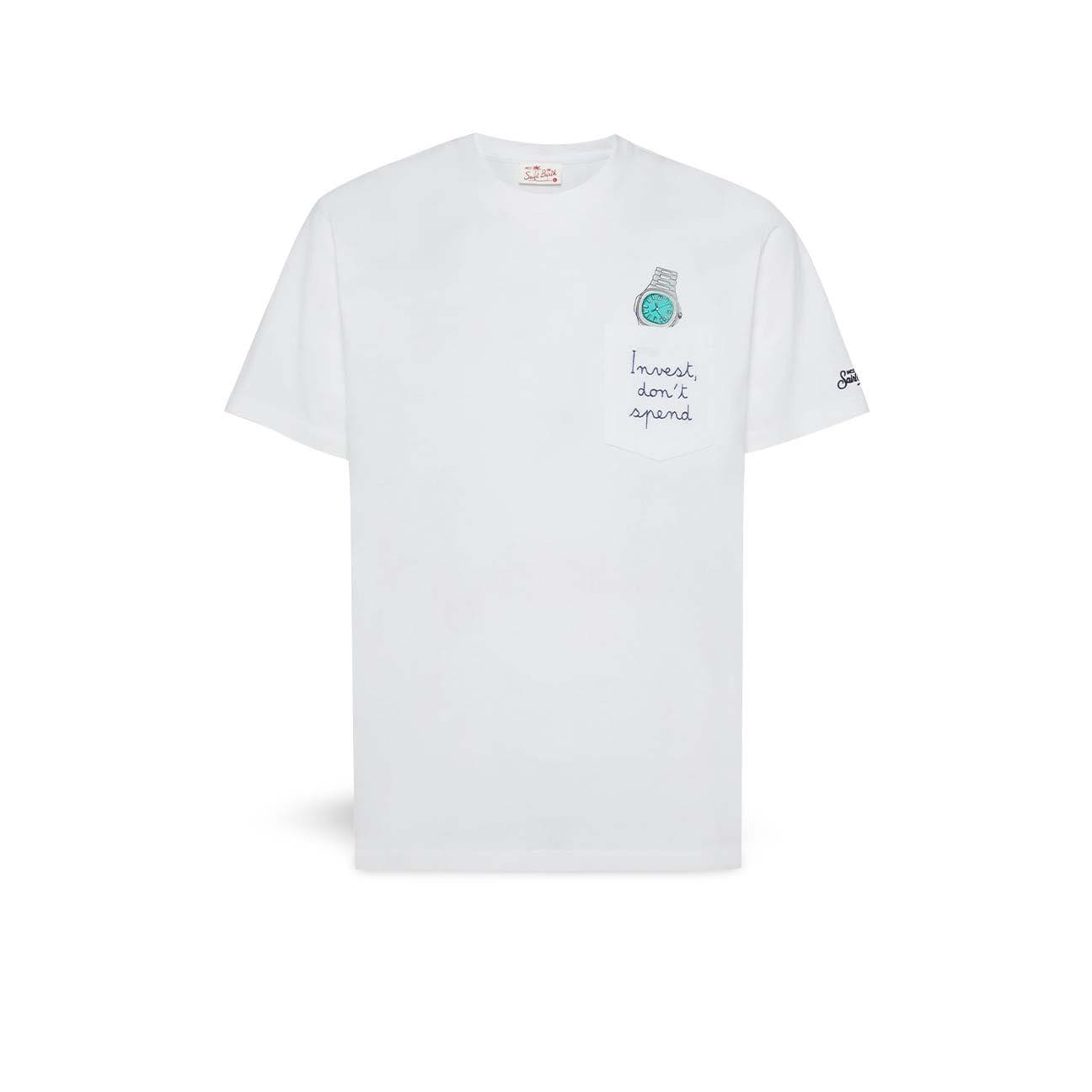 MC2 SAINT BARTH T-Shirt uomo Autrin Invest dont Spend Bianco