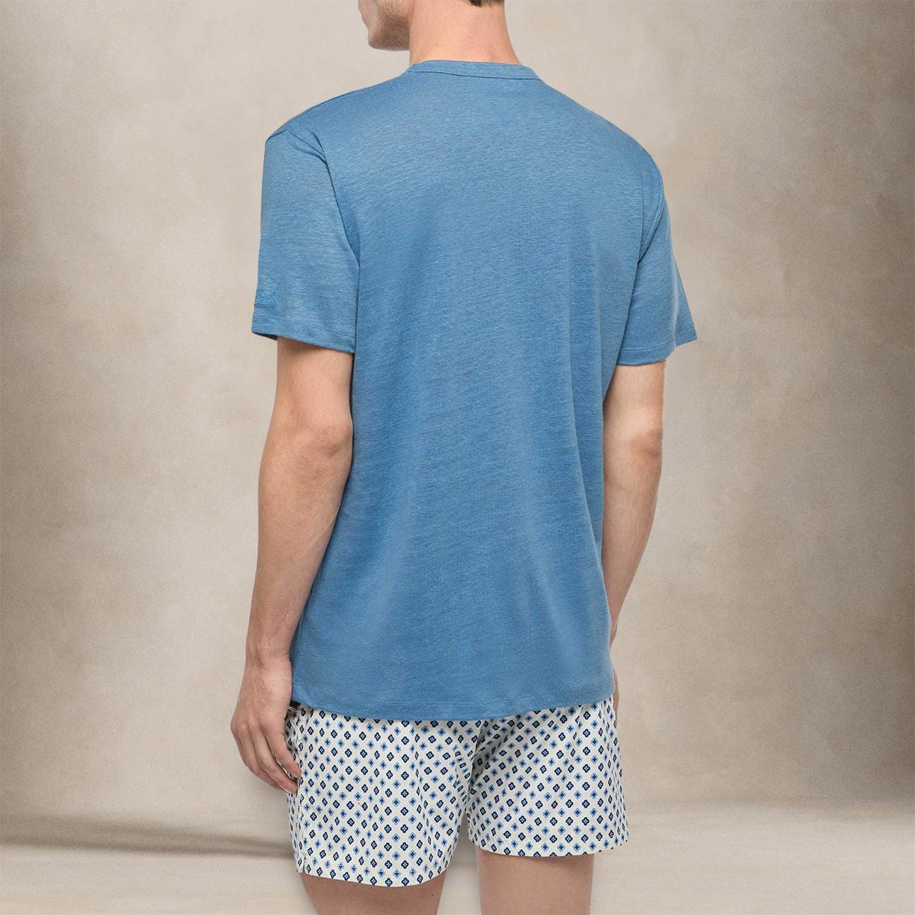 MC2 SAINT BARTH T-Shirt uomo Ecstasea in lino Celeste