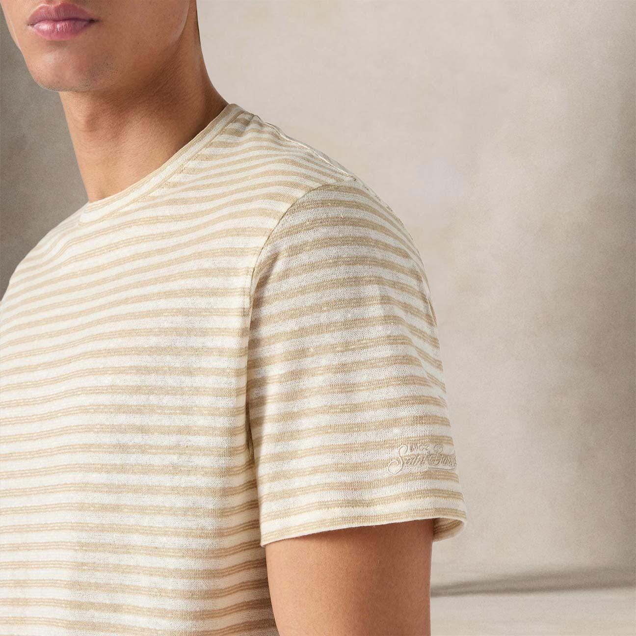 MC2 SAINT BARTH T-Shirt uomo in cotone a righe Beige