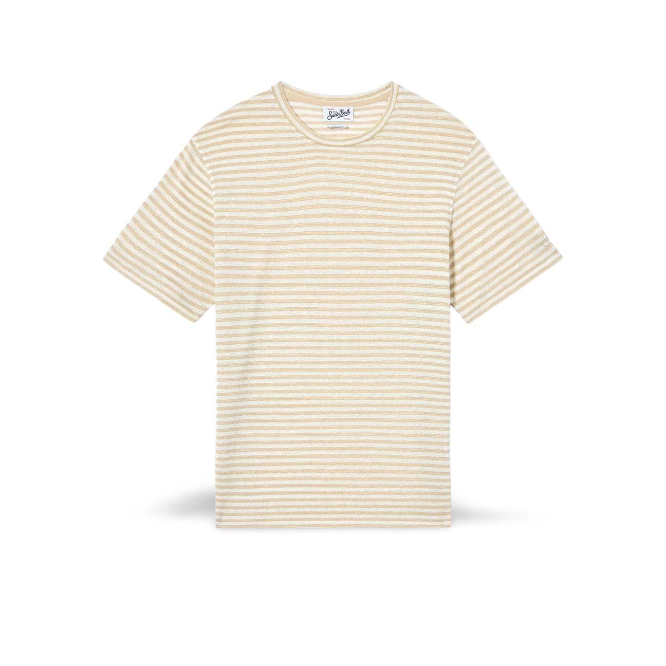 MC2 SAINT BARTH T-Shirt uomo in cotone a righe Beige