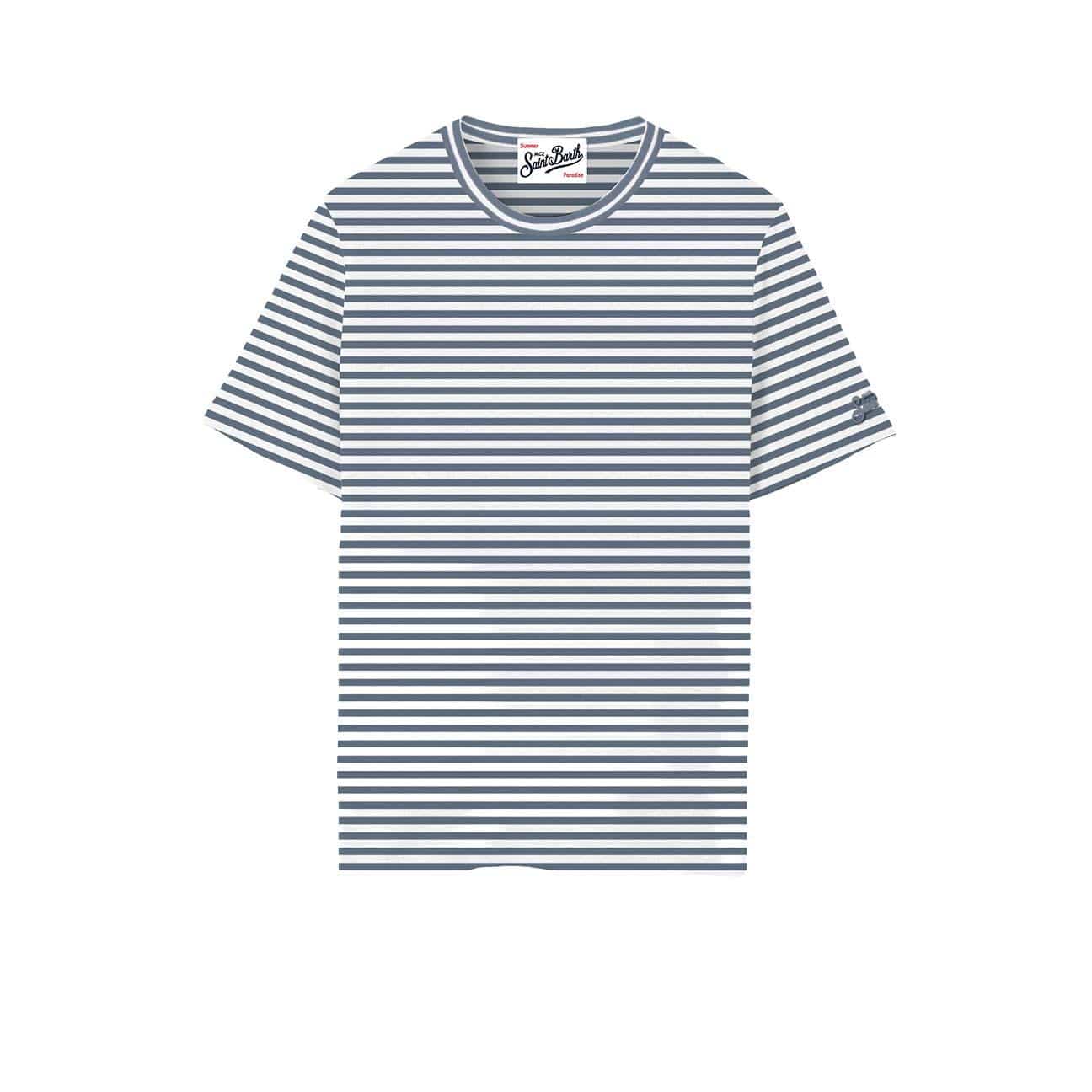 MC2 SAINT BARTH T-Shirt uomo in cotone a righe Grigio