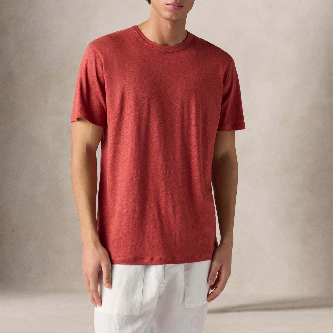 MC2 SAINT BARTH T-Shirt uomo in lino Brick Red