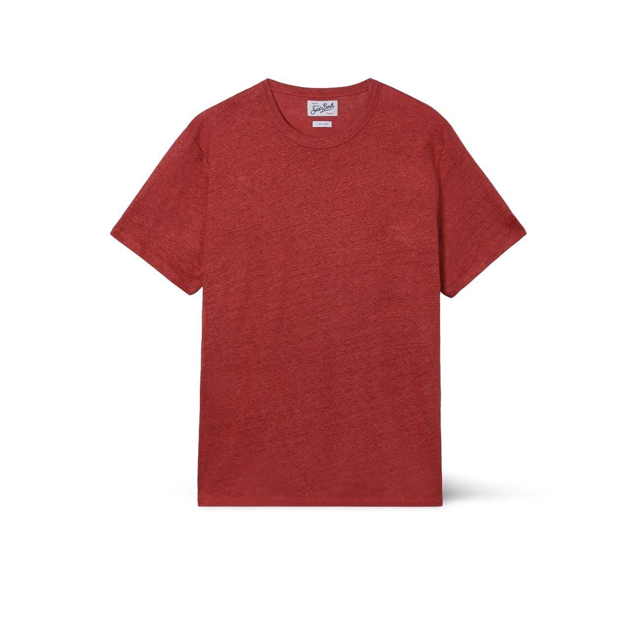 MC2 SAINT BARTH T-Shirt uomo in lino Brick Red