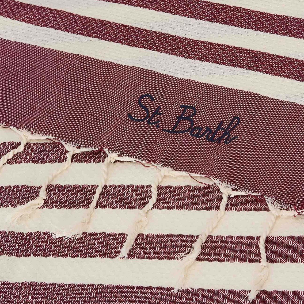 MC2 SAINT BARTH Telo mare Fouta a righe Bordeaux Bianco