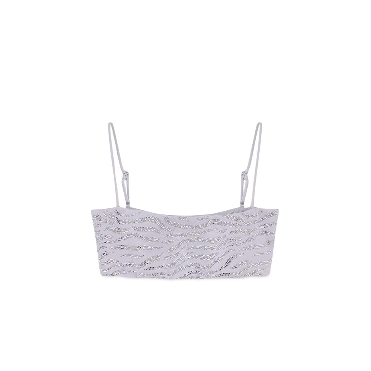 MC2 SAINT BARTH Top a fascia Athena  con strass Zebra Argento