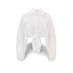 MC2 SAINT BARTH Top Febe in pizzo Sangallo Bianco