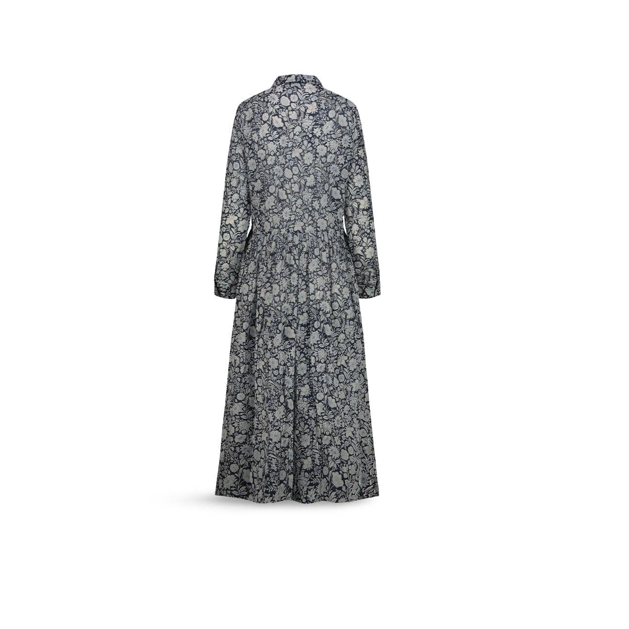 MILK Abito Camicia Lungo in Cotone fantasia Blue