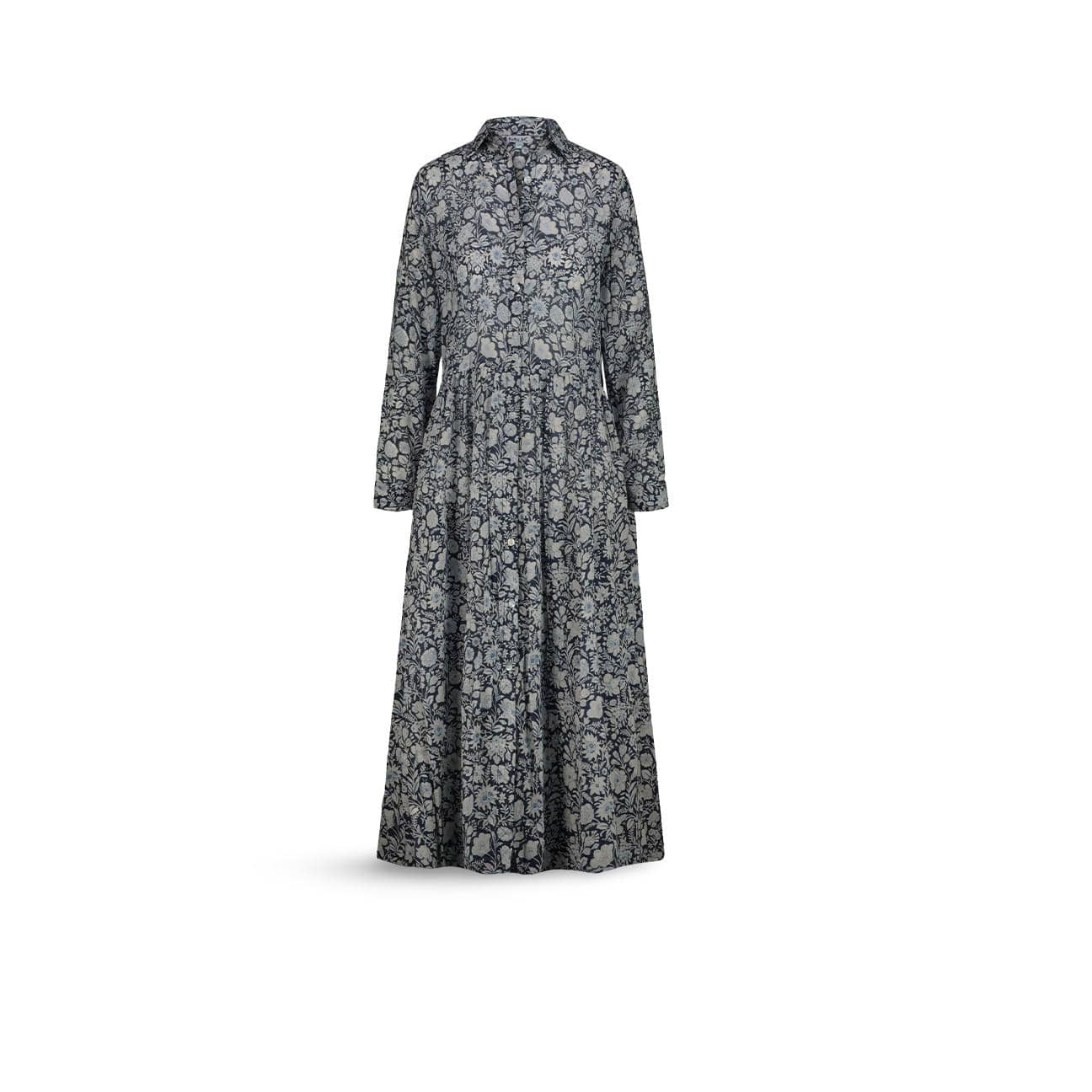 MILK Abito Camicia Lungo in Cotone fantasia Blue