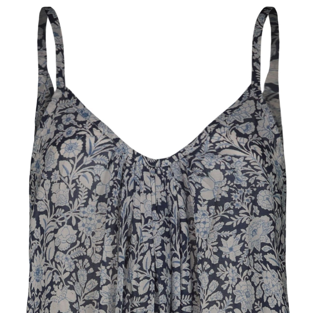 MILK Abito Lungo con Spalline Sottili - Fantasia Floreale Blu