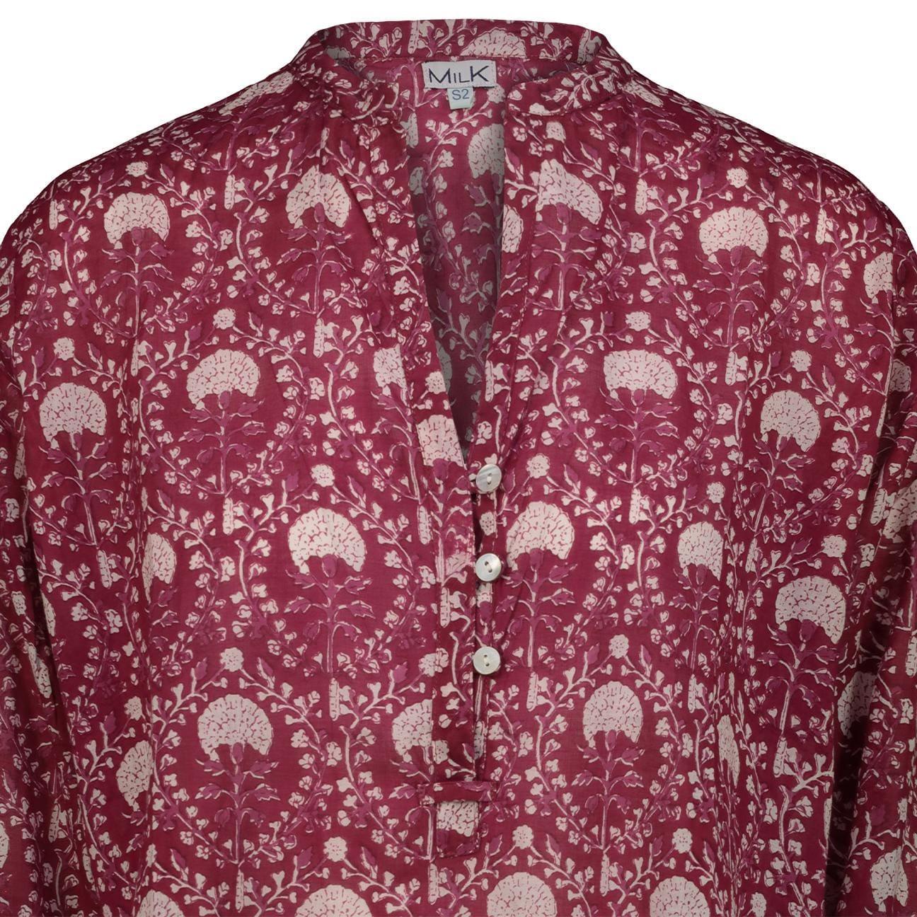 MILK Camicia donna stampafloreale Rubino