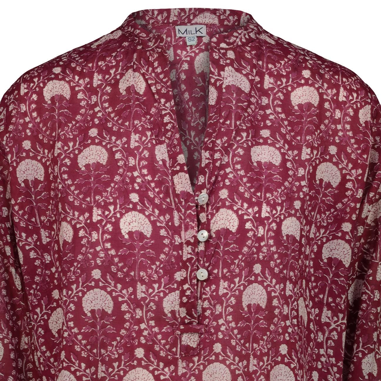 MILK Camicia donna stampafloreale Rubino