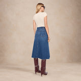 MOTHER Gonna donna in denim The Circle Midi Fray Buckaroo