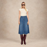MOTHER Gonna donna in denim The Circle Midi Fray Buckaroo