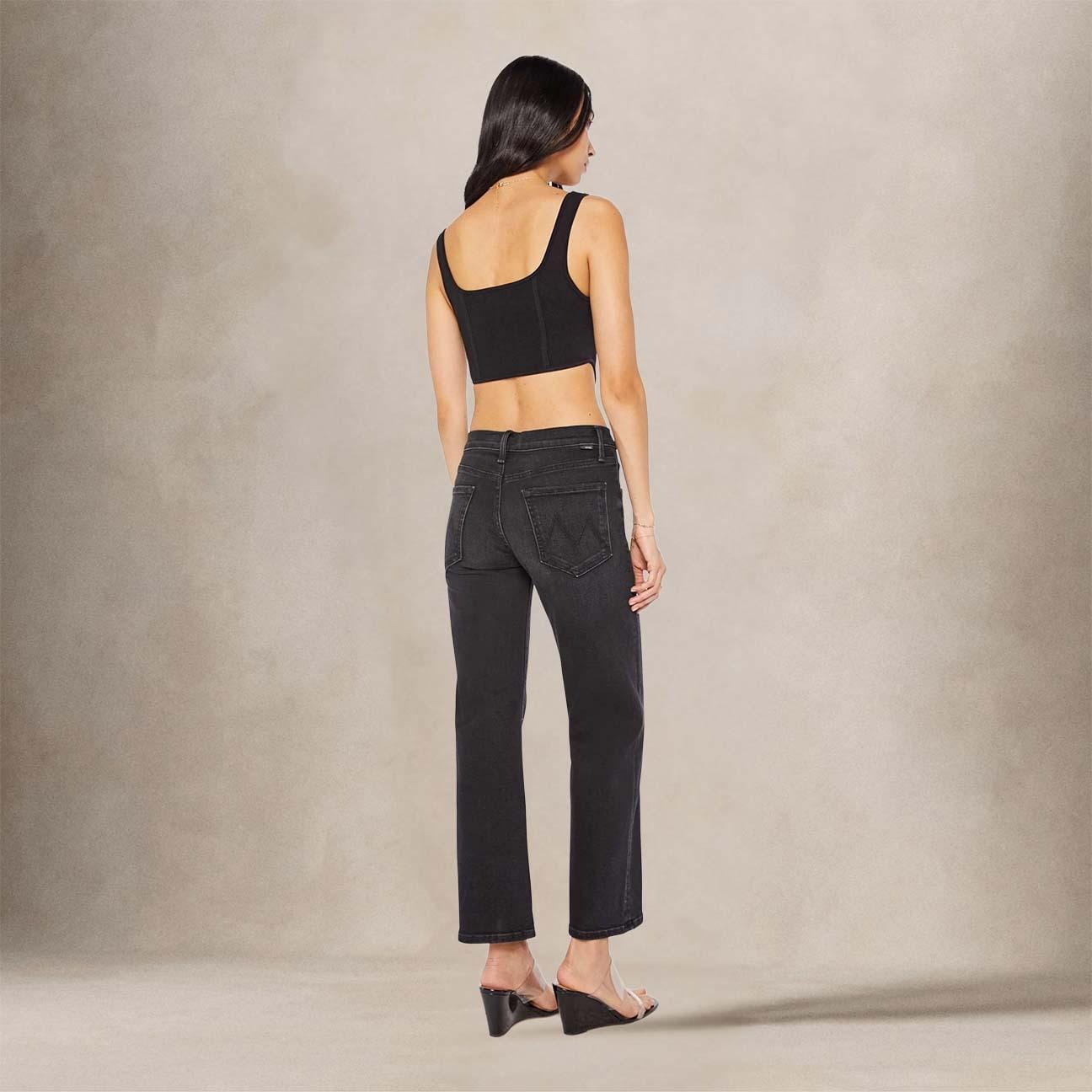 MOTHER Jeans donna The Mid Rise Rambler Zip Flood Nero