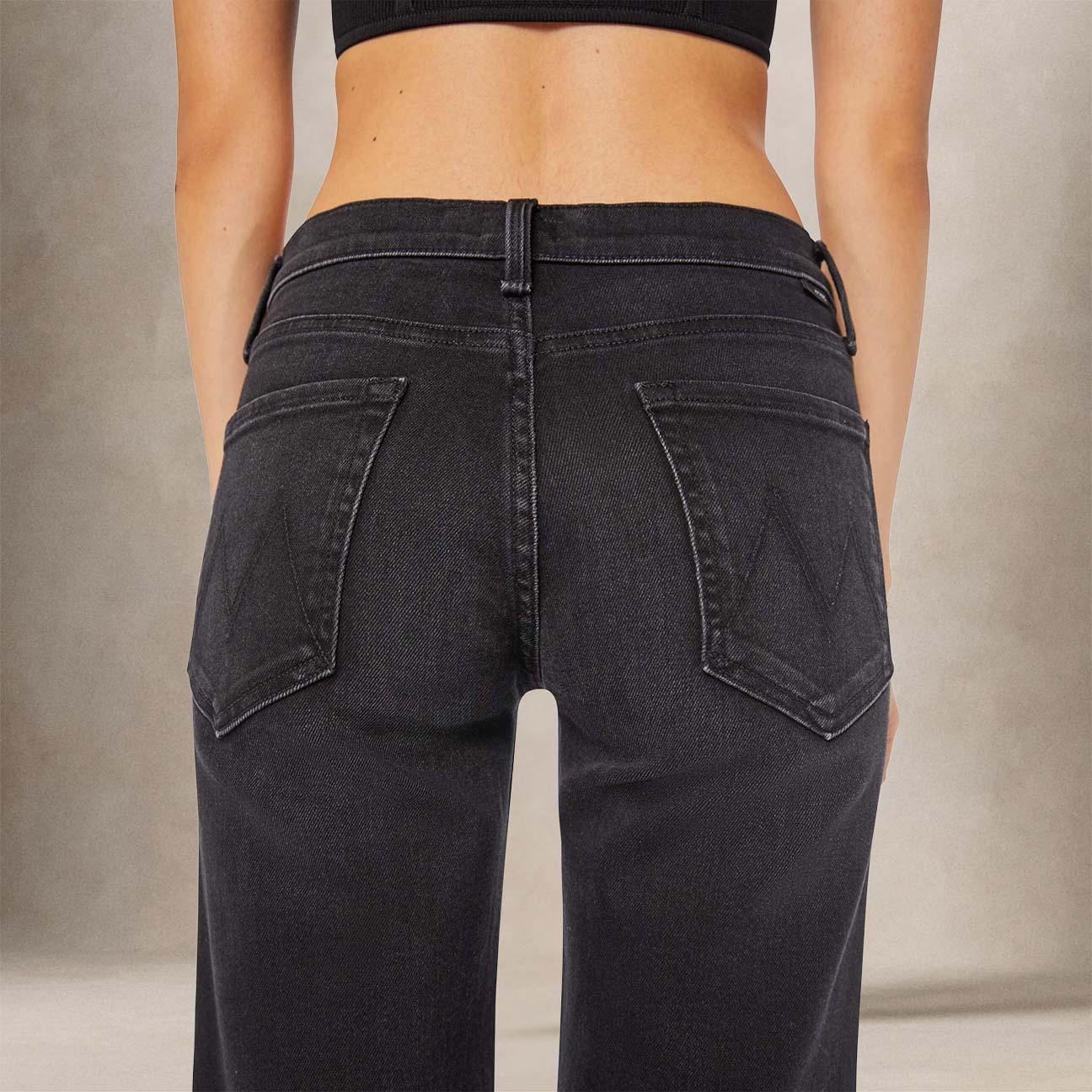 MOTHER Jeans donna The Mid Rise Rambler Zip Flood Nero