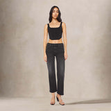 MOTHER Jeans donna The Mid Rise Rambler Zip Flood Nero