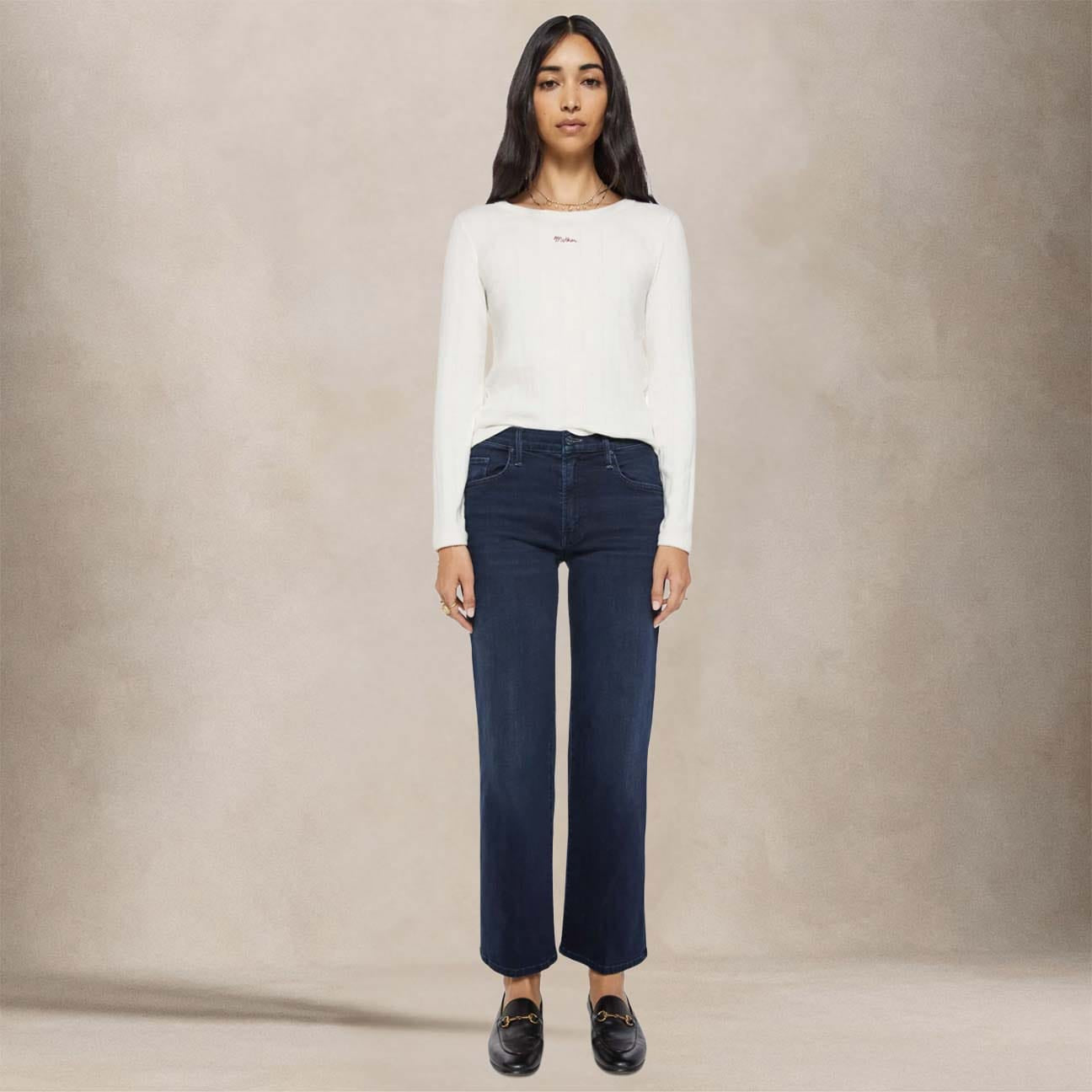 MOTHER Jeanso donna The mid rise Rambler Zip Ankle Blue